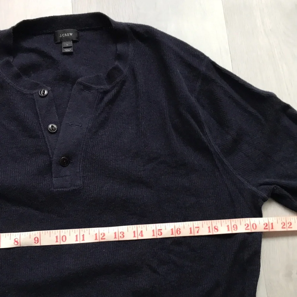 J CREW HENLEY WOOL HENLEY LONG SLEEVE NAVY PULLOVER WOMENS LARGE